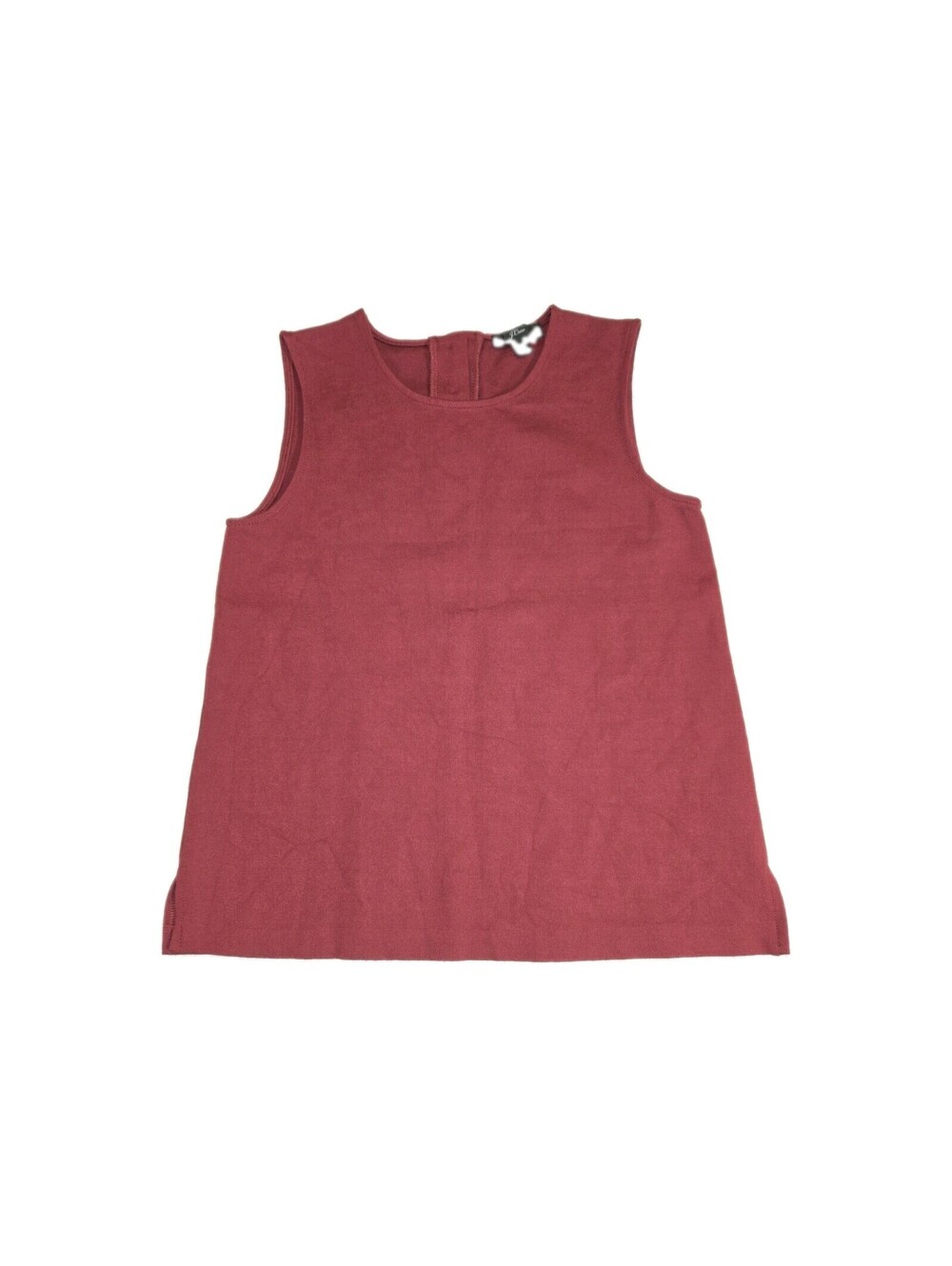 j crew top women Sleeveless Burgundy Knit Pullover Rhinestone Embellished Button